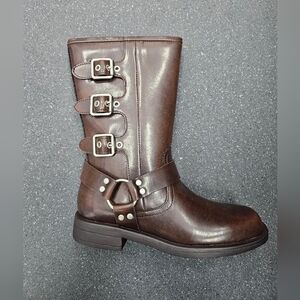 ​Dream Pairs Kids Harness Moto Biker Boots - Square Toe